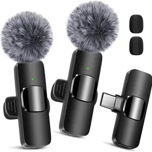 2 Pack Wireless Microphone for iPhone 15, USB C Android Phone, Laptop, Tablet, PC, Type-C Mini Lapel Mic with Noise Reduction for Vlog Video Recording Content Creator TikTok Youtube Podcast