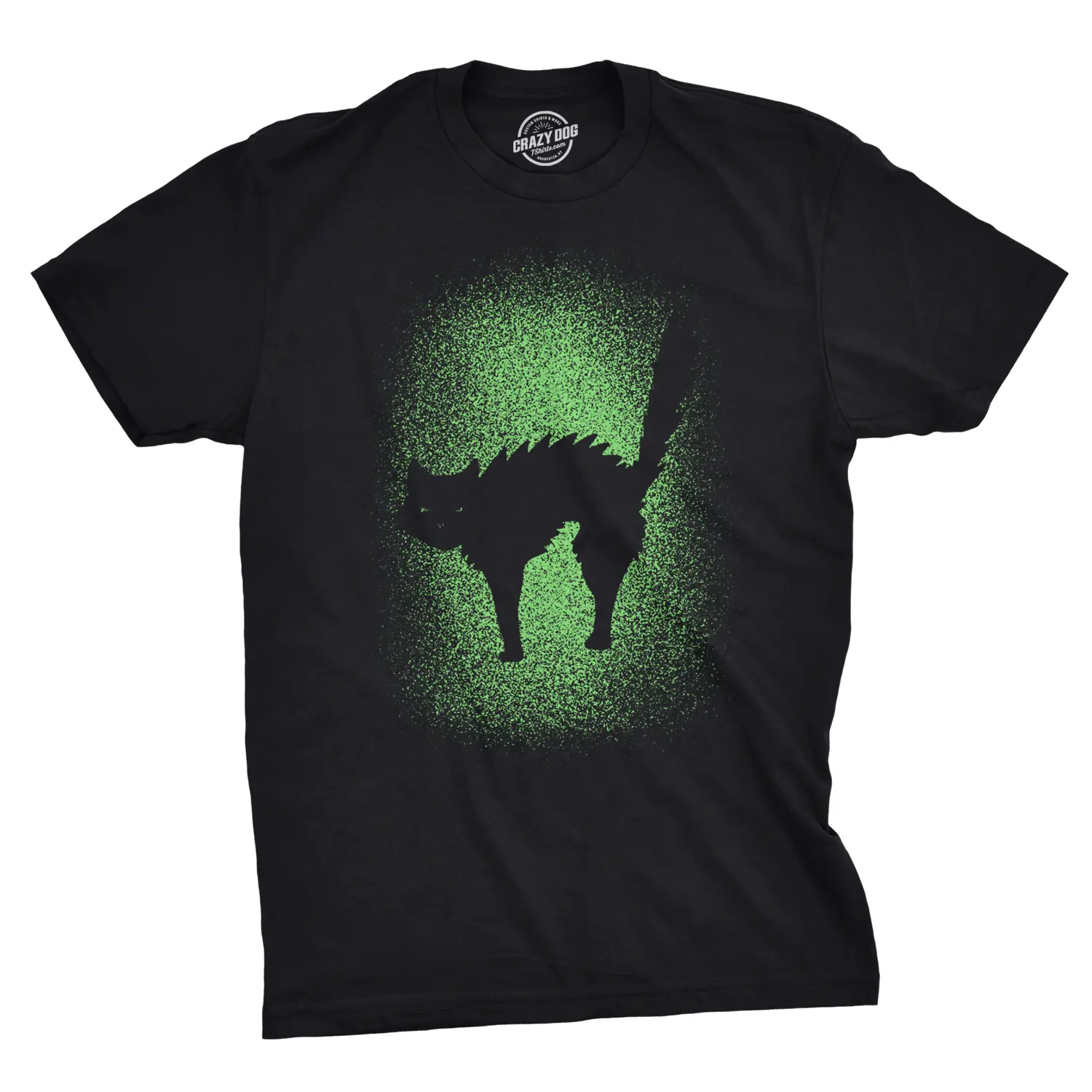 Mens Glowing Cat T Shirt Glow In The Dark Cool Halloween Pet Lover Tee Mens Funny T Shirts Cool Vintage Fashion T-Shirt Gift Classic Menswear Halloween Apparel for Men Funny Cat Short Sleeve Novelty Tees for Black