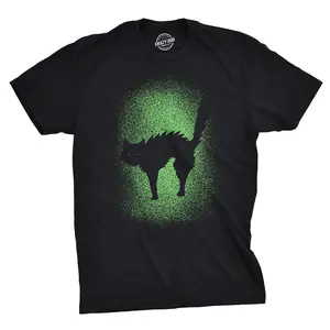 Mens Glowing Cat T Shirt Glow In The Dark Cool Halloween Pet Lover Tee Mens Funny T Shirts Cool Vintage Fashion T-Shirt Gift Classic Menswear Halloween Apparel for Men Funny Cat Short Sleeve Novelty Tees for Black