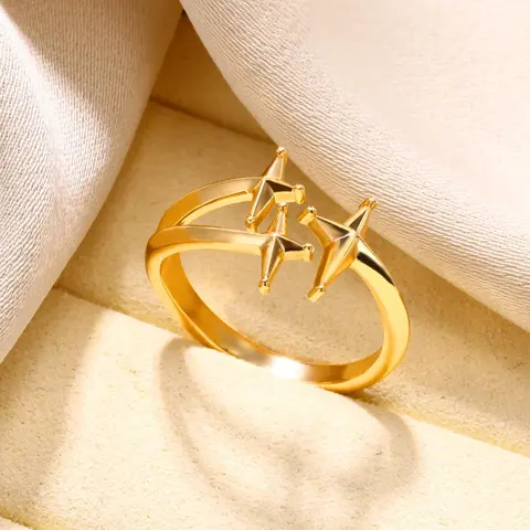 Star Design Cuff Ring, Stainless Steel Open Adjustable Ring, Everyday Ring, All-match Accessories For Women & Girls, Beautiful Rings
