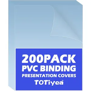 200 Pack 8 Mil PVC Binding Presentation Covers, Clear Report Covers for Binding, 8.5x11 Inches Letter Size