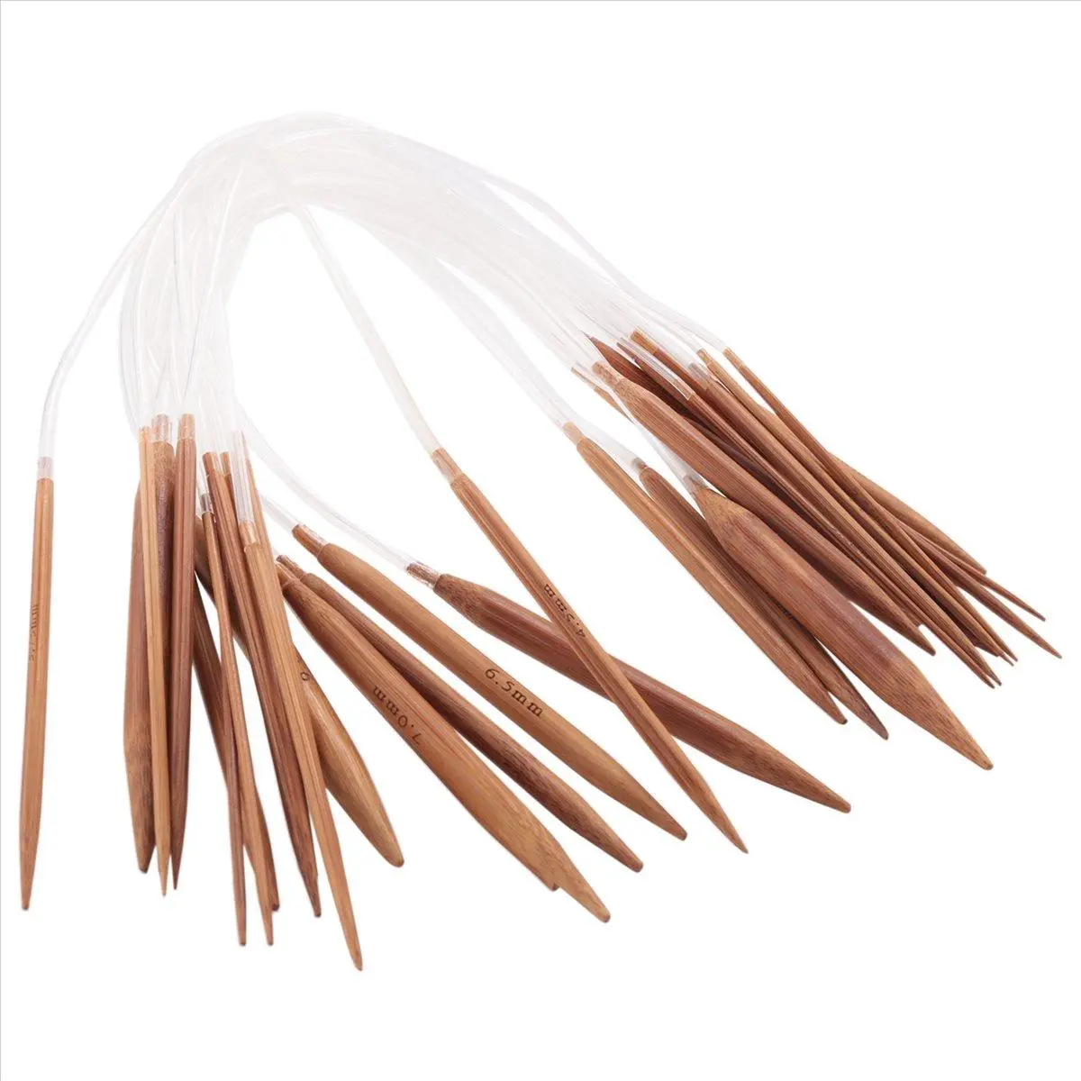 18 Pairs 16" (40cm) Circular Carbonized Bamboo Knitting Kits Needles Set (2.0mm - 10.0mm)