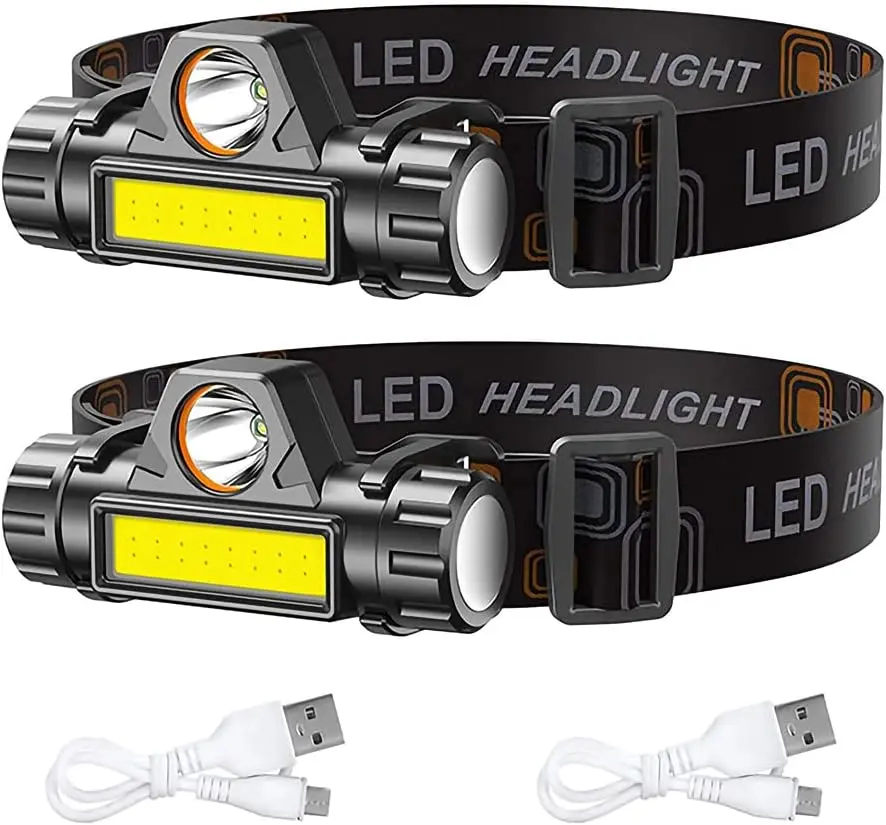 DAZONE 2 Pack LED Headlamps, High Lumen Rechargeable Detachable Flashlight with Magnetic Base, IPX5 Waterproof ABS Light for Adults & Kids, Camping, Hiking & Running, Flashlights High Lumens, Cordless Led Flashlights, Outdoor Gadgets