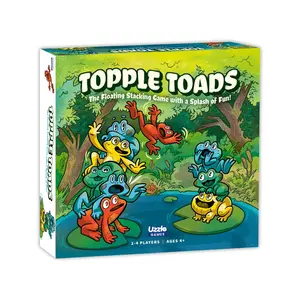 Uzzle Games Topple Toads - The Floating Stacking Game with a Splash of Fun for 2-4 Players Ages 4+ - Family Fun Game with 32 Cards 20 Toads & 4 Platforms