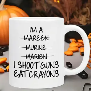 Hand-painted Pattern Mug 1pc Marine-Themed Coffee Mug, 11oz - Unique Gift for MarineCorps Husband, Boyfriend, Coworker,Workmate, Men - Humorous Novelty OfficeTea Cup for Graduation, Birthday,Christmas, White Elephant Gift Exchange
