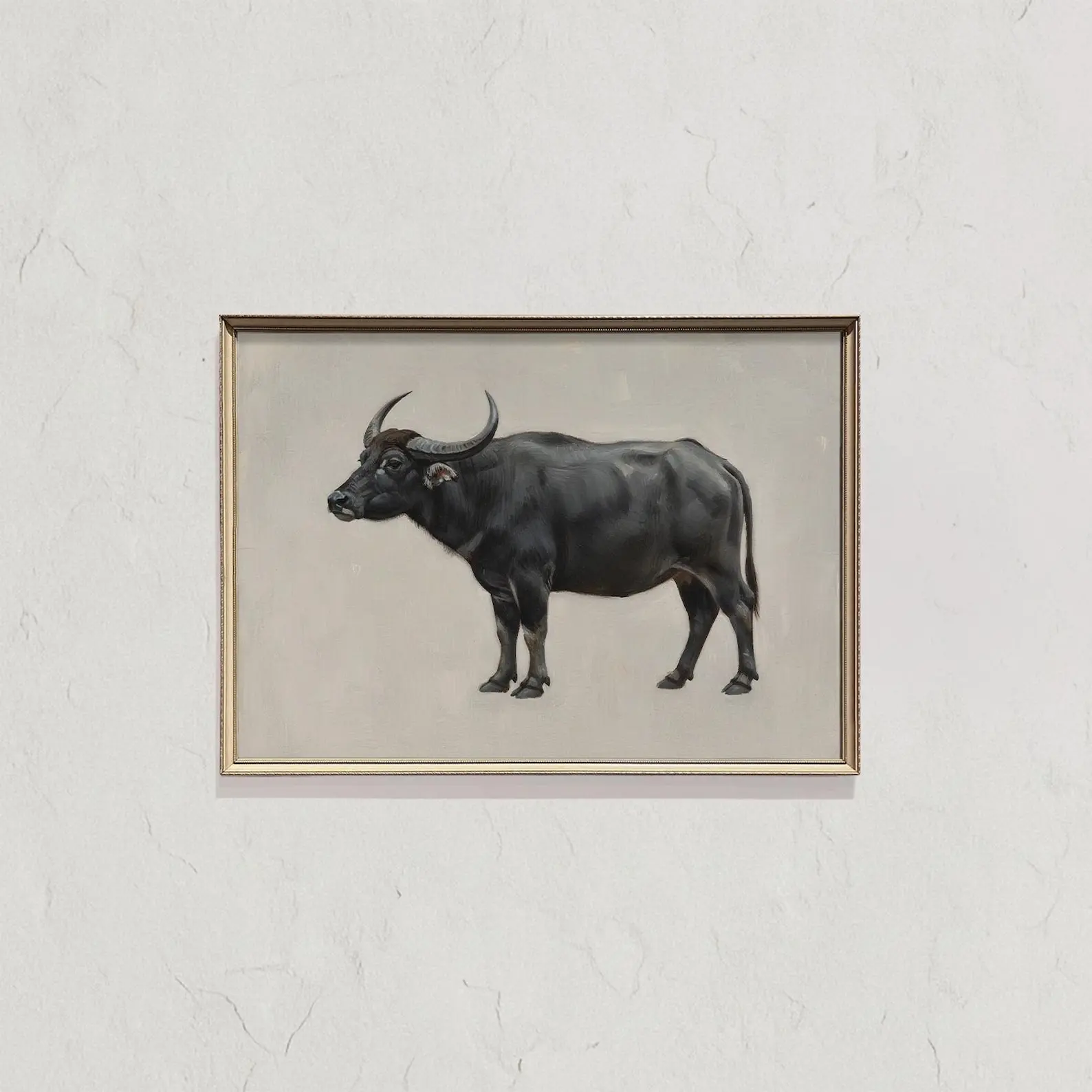 Vintage Philippine Water Buffalo (Carabao) Oil Painting - Rustic Farmhouse Printable Wall Art for Country Home Decor
