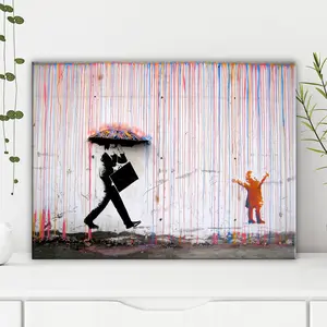 Banksy Style Street Art Poster, Modern Canvas Wall Decor, Wooden Wall Art, Solid Wood Frame, Waterproof Print, Ideal Gift, Affordable Home Decoration