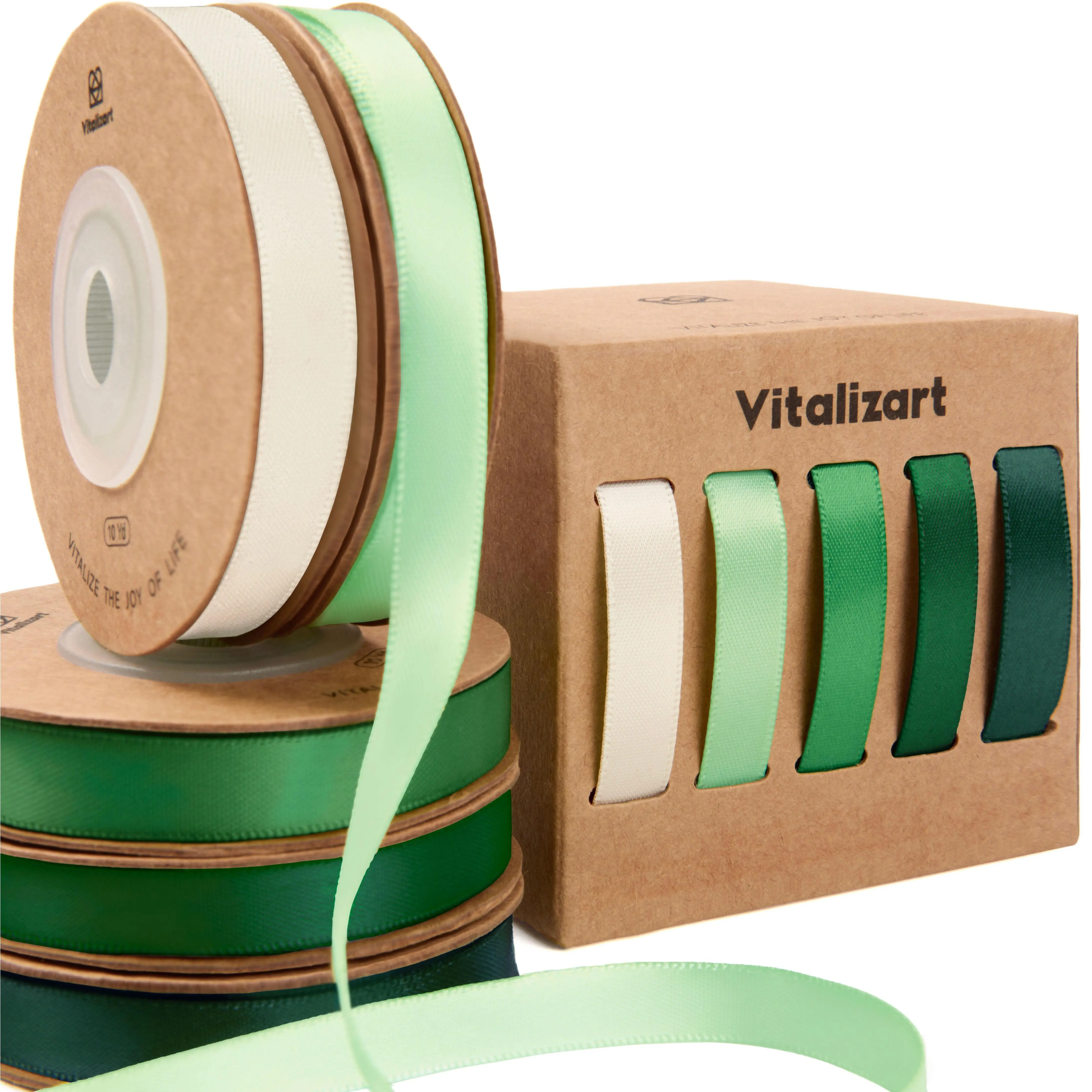 Vitalizart Double Face Satin Ribbon for Gift Wrapping & Bouquet Decor 3/8 Inch x 50 Yards Silk Like Fabric Crafts Party Favor Bows soft package Flower