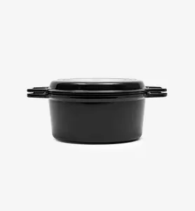 7 QT Enamel Cast-Iron Dutch Oven - Grill Lid - Black - Final Sale