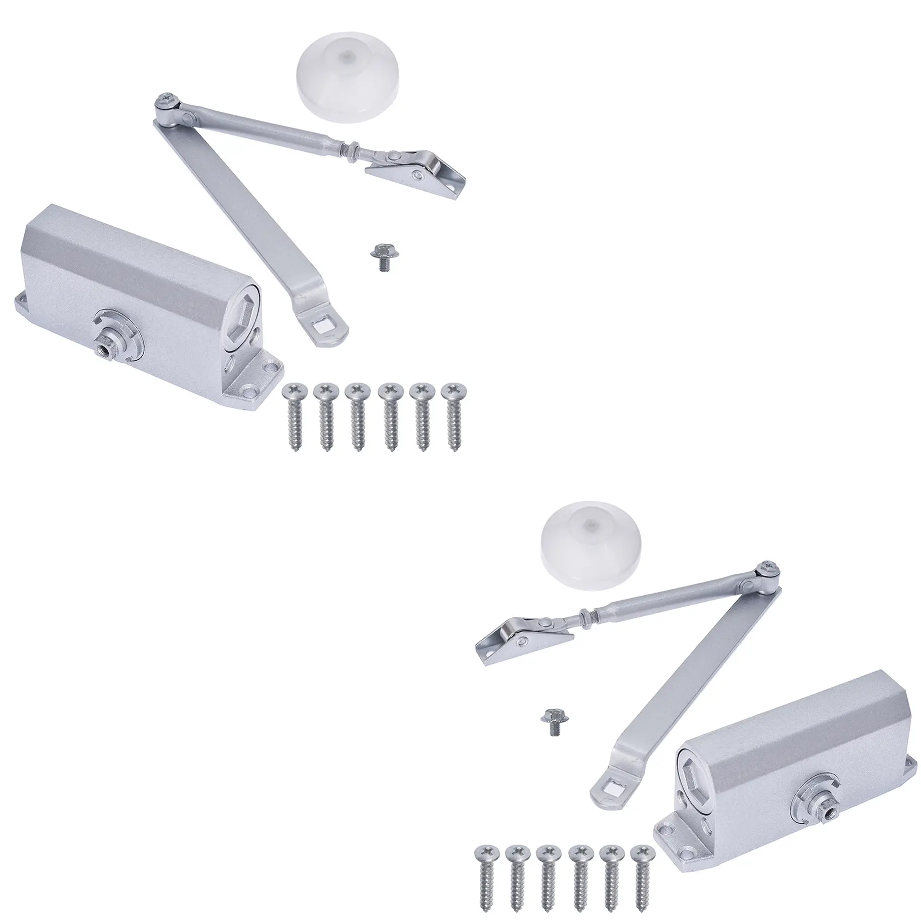 Aluminum Door Closer, 2-Pack, 25-45KG Load Capacity, with 2 Independent Valves Control, New, Door Hardware, Door Reinforcement