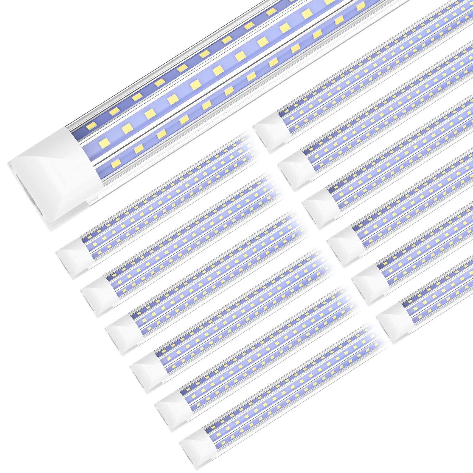 ETL 12-Pack 8FT LED Shop Light Fixture, 90W 12000LM 6500K Super Bright White, High Output, D Shape 3 Rows, Clear Cover Linkable, T8 Integrated LED Tube Lights for Garage, Workshop, Plug and Play Lamp Energy Efficient