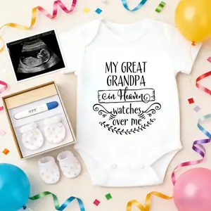 Soft Baby Bodysuit My Great Grandpa In Heaven Watches Over Me Print 100% Pure Cotton Non-Irritating Snap Closure Breathable Perfect For Gifting & Everyday
