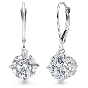 Gem Stone King 5.00 Cttw IGI Certified Lab Grown Diamond in 14K White Gold Earrings for Women | Round | D-E Color | VS1-VS2 Clarity