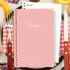 1pc A5 Recipe Book With Stickers, Spiral Bound Guided Journal Cooking Journal with Sections for Ingredients, Directions, Course, Restrictions, and Notes, Durable Hardcover for Home Cooking and Meal Planning, Hardcover Spiral Notebook