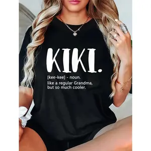 GGOR 100% Cotton Unisex Kiki Shirts for Women Mother's Day idea for Grandma Kiki T-Shirt