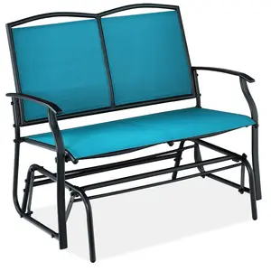 Best Choice Products 2-Person Outdoor Swing Glider, Steel Patio Loveseat, Bench Rocker w/ Armrests