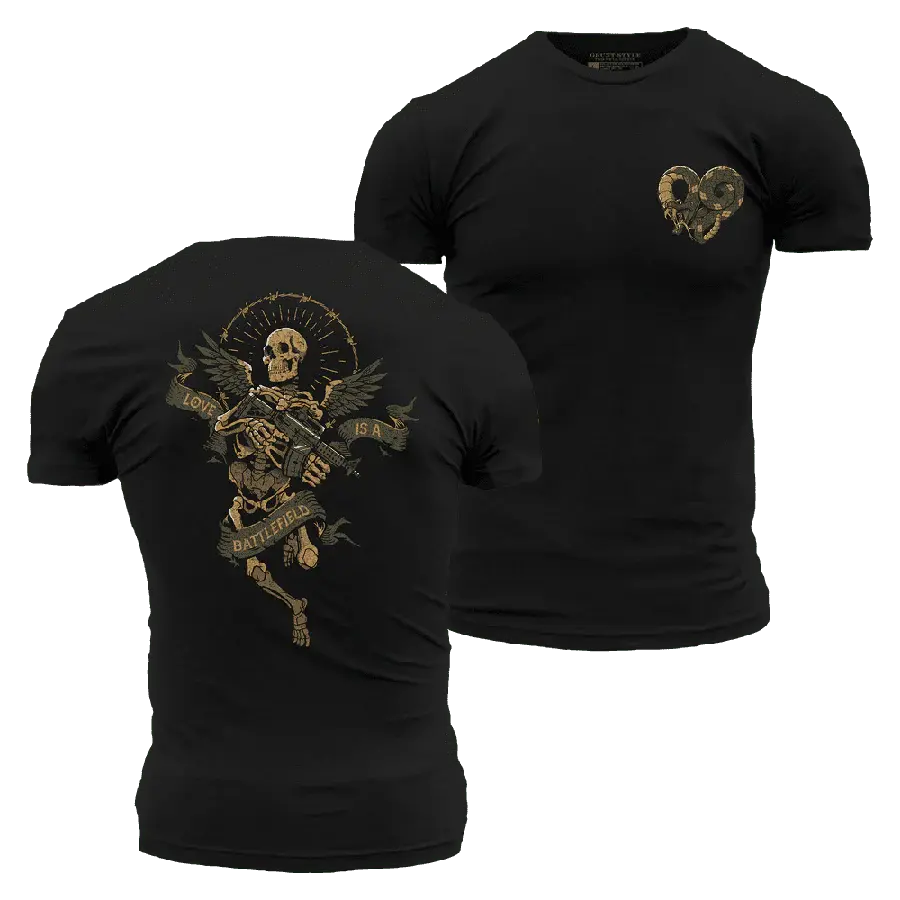 Grunt Style LOVE IS A BATTLEFIELD T-Shirt, Unisex Short Sleeve Casual 100% Cotton, Streetwear Menswear