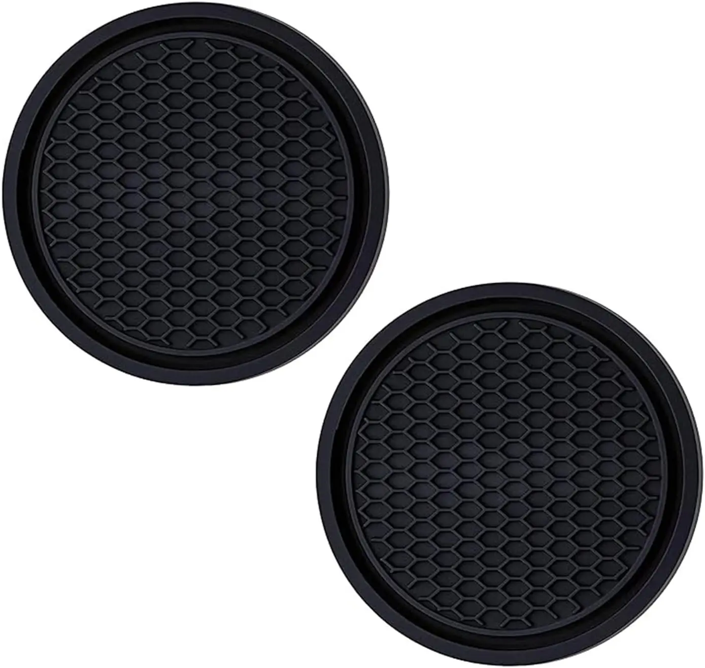 Car cup holder coaster, 2-piece set of anti slip insert coaster, universal durable car coaster, 2.75-inch flexible silicone pad for car interior, male and female vehicle accessories