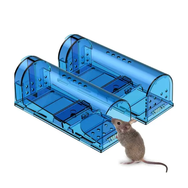 2 Pack Reusable Mouse Catcher for Indoor Outdoor Use, Easy Set Catch and Release Trap for Kitchen Pantry Garage Home