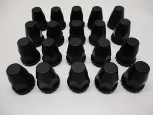 (20) Wheel Lugnut Black Plastic 33mm Thread On Nut Covers Caps / 2 3/4"