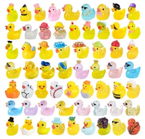 60 Pcs Mini Resin Ducks, Tiny Ducks to Hide, Little Plastic Animal Figurines Small Miniature Figures Bulk Glow in The Dark