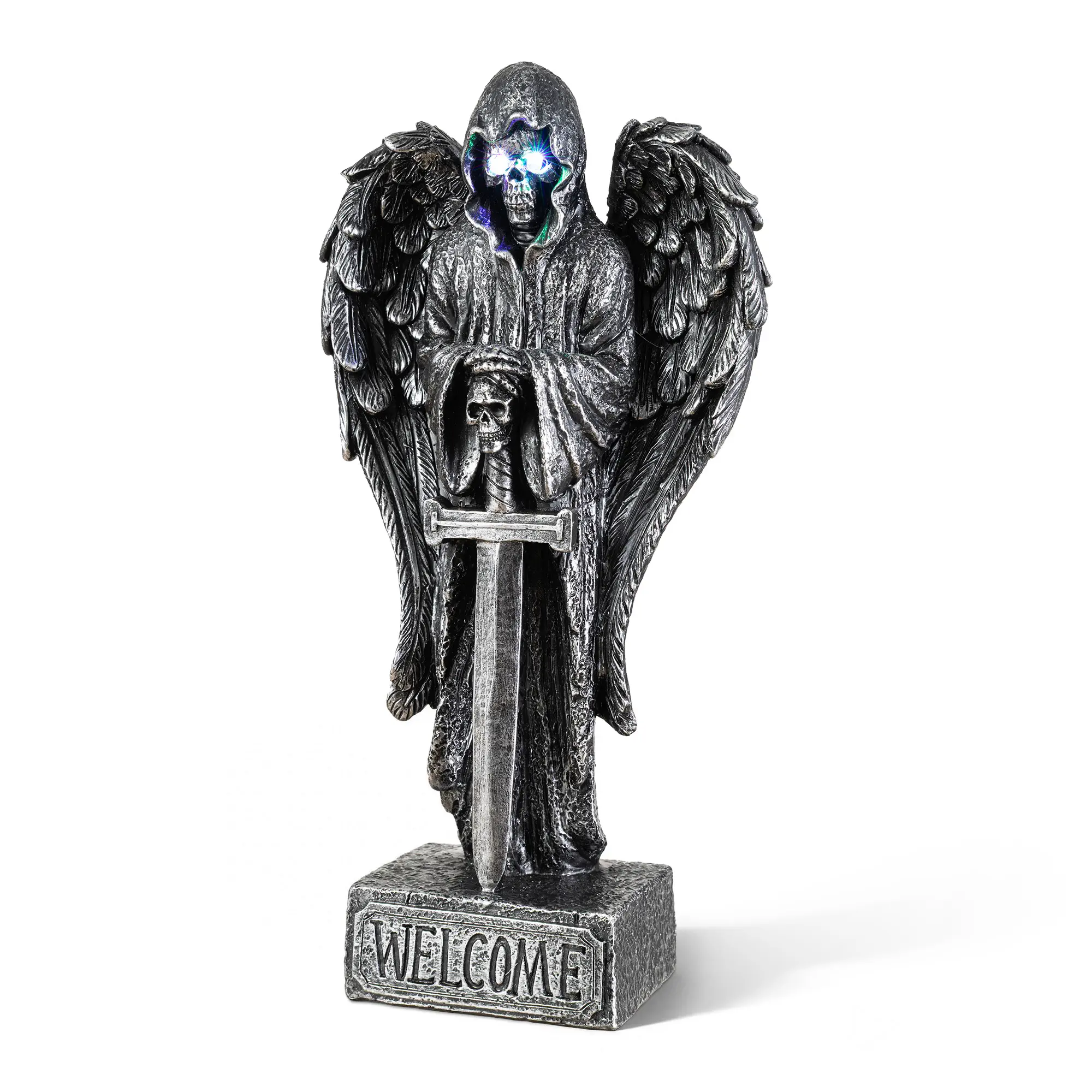 12"H Halloween Lighted Resin Grim Reaper Table Decor w/Timer