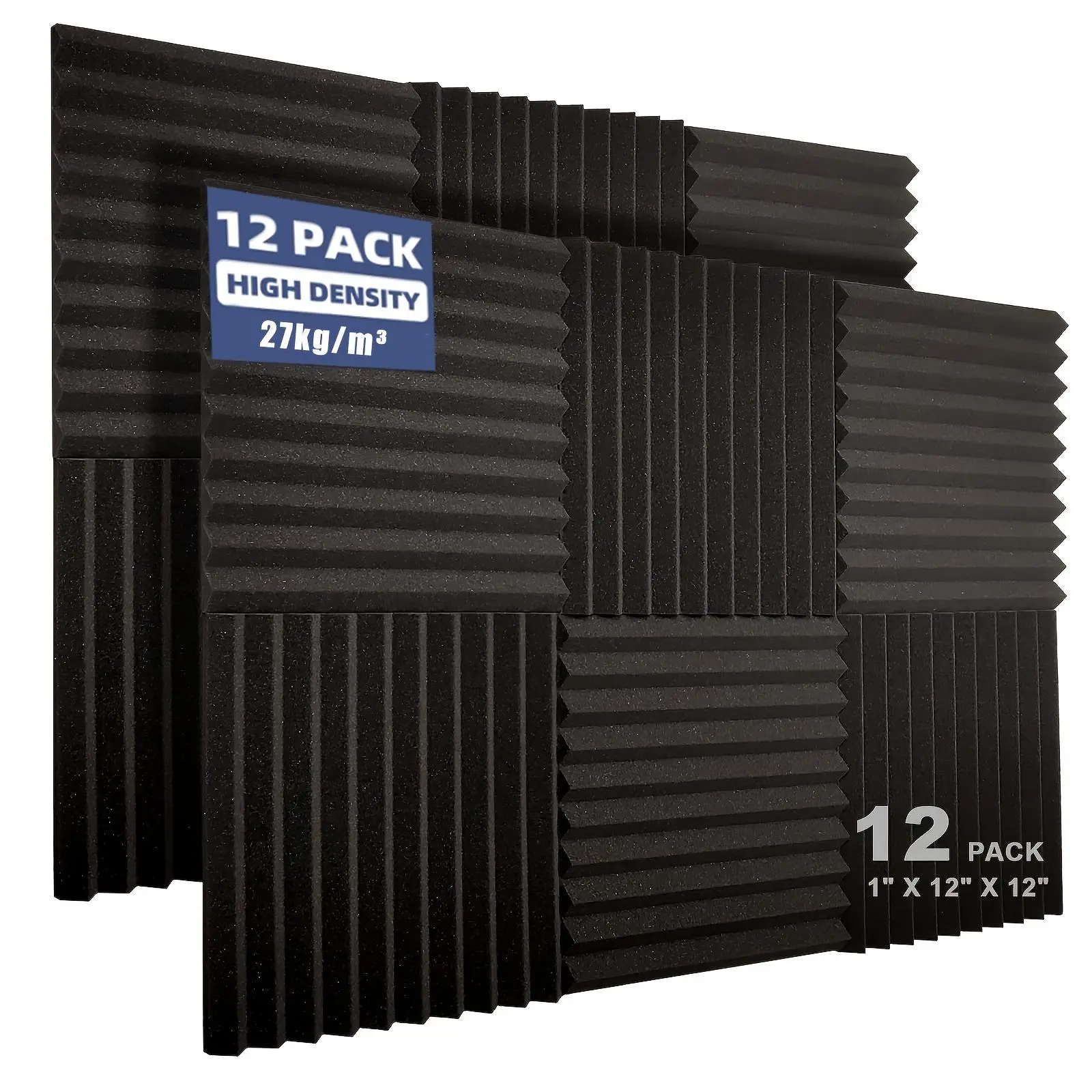 High Density Acoustic Foam, 2inch x 12inch x 12inch Soundproof Foam, Acoustic Room Treatment for Studio & Home Theater