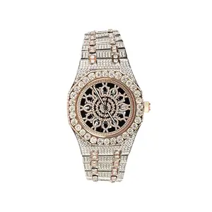 Moissanite Skeleton Dial 2 Tone Rose Octagon Watch