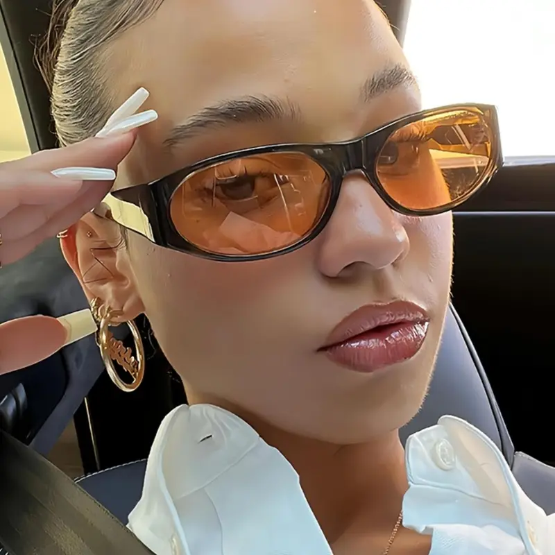 Women's Trendy Tinted Lens Oval Frame Decorative Glasses, Fashion Eyewear, Vintage Casual Stylish Glasses for Everyday Use, Fashion Accessories for Outdoor Activities