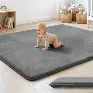PaPaMat 1.3" Thick Baby Floor Play Mat, Basic Padded Foam Mat for Tummy Time Crawling, Non Slip Cushioned for Babies Toddlers Infants Kids