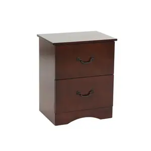 2 Drawers Pine Wood Nightstand, Cherry-B016P257268