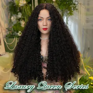 [Luxury Queen Series] FF WIG Burmese Curly Raw Human Hair Glueless Wig 26 30 Inches 9*6 Pre-Cut HD Lace 250% Density Natural Black Wear Go Wig with Special Drawstring #FFWIG