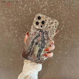 Vintage Virgin Mary Pattern , Anti-drop Total Protective Protective Case, Decorative Phone Protector Cover Compatible with iPhone 17 16 15 14 13 12 11 Peomax Pro Max Plus, Casing Suitable for Halloween, Christmas and Birthdays Gifts for Friends and Family