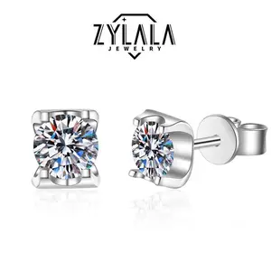 [083] Luxurious Synthetic Moissanite Stud Earrings 925 Sterling Silver Hypoallergenic Women's Jewelry Gift Choice With Certificate & Gift Box