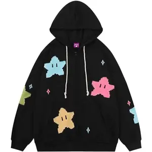 Women’s preppy zip-up hoodies, Y2K graphic vintage jackets, Harajuku baggy sweatshirts, alternative long-sleeve clothing