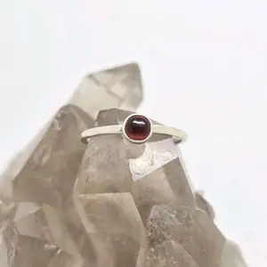 Jen's Jewels Garnet and Sterling Silver Stacker Ring, Garnet Ring, Stacking Ring