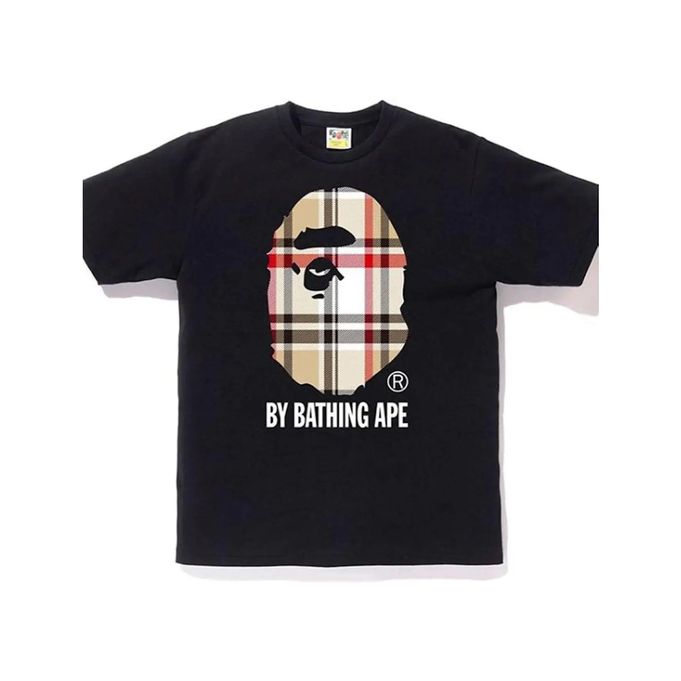 990326 BAPE A Bathing Ape Check by Bathing Tee Black/Beige