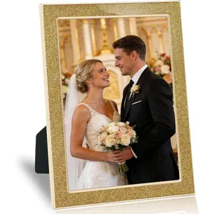 Enamel Picture Frames 5x7, 5 by 7  Glittering Photo Frame with Real Glass &  , Sparkling Metal frame for Tabletop or Wall, Amazing Weddings Graduation  & Wall Art Decor