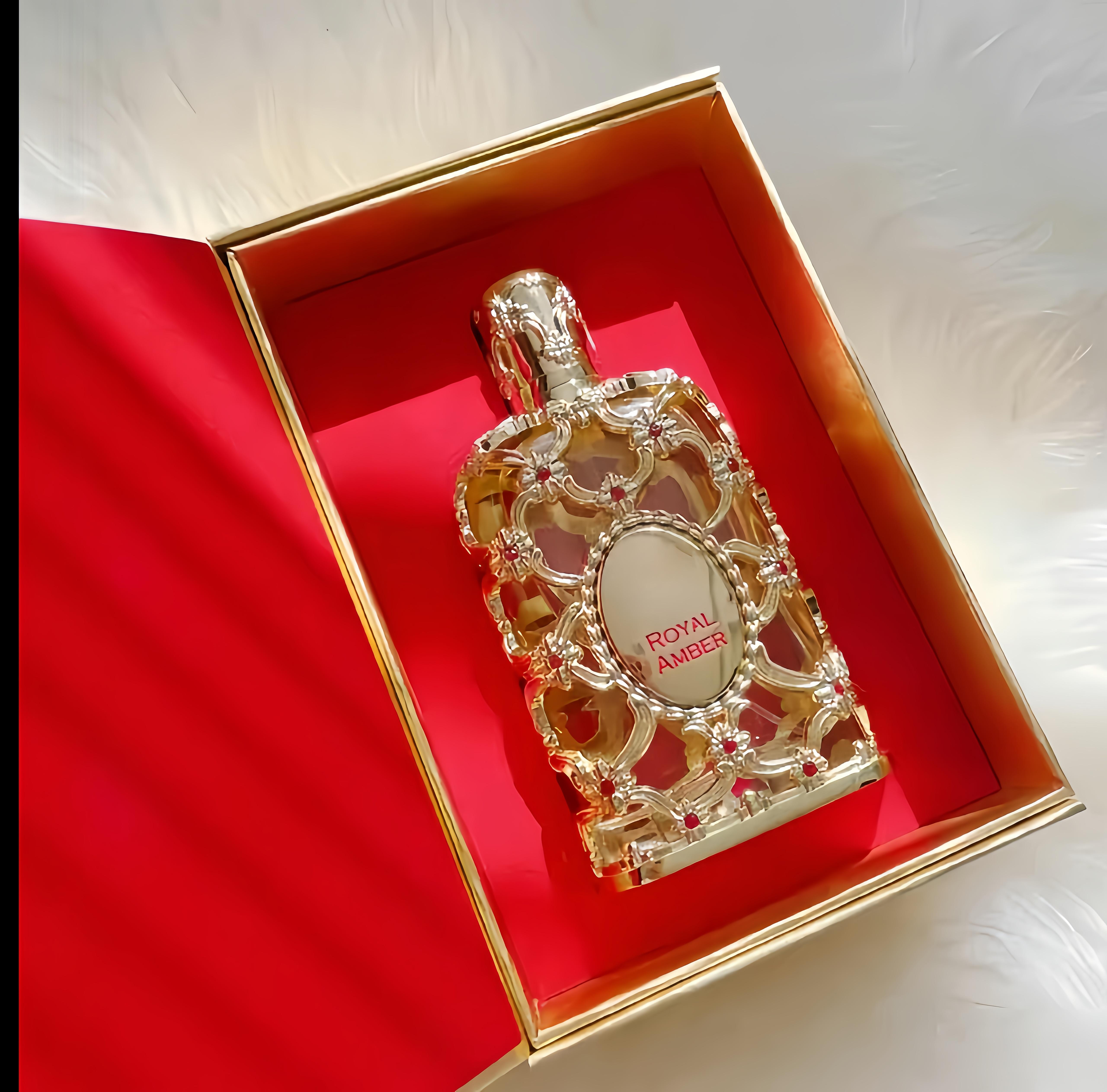 Royal Amber Eau De Parfum 0.25 FI Oz 75ml Mini Splash Fruity Gourmand AmberWoody Vanilla Bergamot Melon Pineapple MuskArabic Perfume for Men & Women