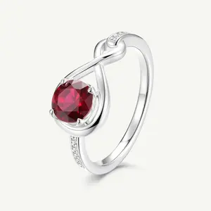 Infinity Embrace Promise Ring in Created Ruby - July Birthstone Symbolizing Vitality Passion and Confidence with Elegant Infinity Design