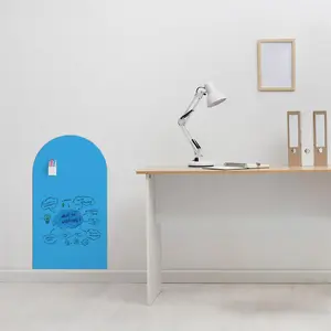 Magnetic Blue Wallpaper Decal Arch Chalkboard, Self-Adhesive Classroom Blackboard for Easy Learning, Peel & Stick Installation Wall Sticker