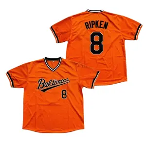 Men's Baseball Jersey #8 Letter & Figure Patched Button Front Casual Loose Short Sleeve V Neck Top for Fall & Winter