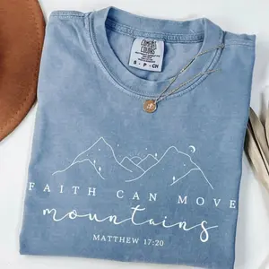 Comfort Colors Faith Can Move Mountains TShirt, Christian Gift, Faith T-Shirt, Jesus TShirt, Bible Verse Crewneck, Minimal Christian Tee