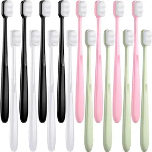 16 Pieces Extra Soft Toothbrush 20000 Bristles, Ultra Soft Toothbrush for Sensitive Micro Nano Fur Manual Tooth Brush with 20000 Bristle Adult Kid Children (White Brush Head)