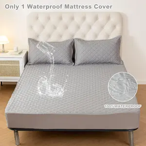 Solid Color Waterproof Mattress Cover Twin Full Queen King Size,Soft Pillowcase for Bedroom Guest Room Accessories