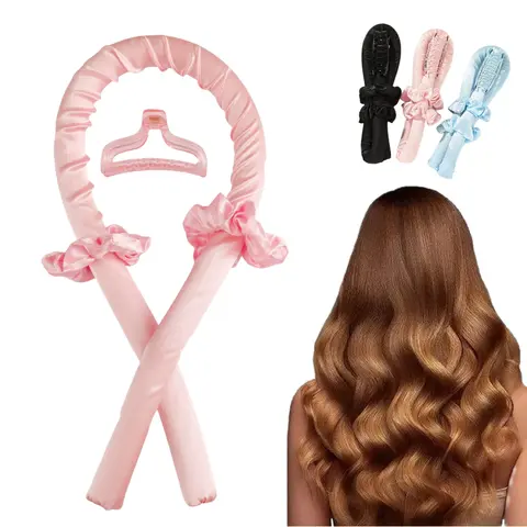 No Heat Curler Set - Heatless Lightweight Headband Roller Hair Styling Tool with Attached Clip, Overnight Sleep Accessory, Beauty Gift, Environmentally Friendly Rubber, for Dry and Wet Hair,familyfun