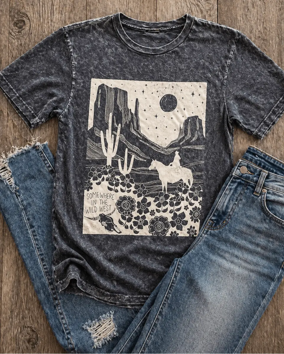 Somewhere In The Wild West Graphic Tee - Black