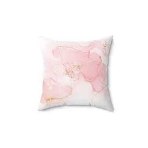 Pink and Gold Watercolor Faux Suede Square Pillow, Throw Pillow, Decorative Pillow, Modern Pillow, Girly, Home Decor, Home Textiles