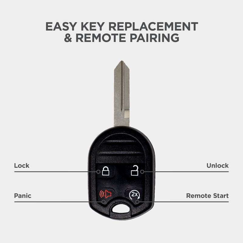 Simple Key Car Remote Pairing Kit for Select Ford, Lincoln, Mazda, and Mercury Vehicles - Includes OBD Programming Tool and 4-Button Remote and Key Combo - Review Compatibility Before Purchase