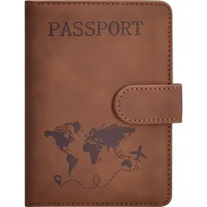 Passport Holder, Passport Cover with Credit Card Slot and Boarding Pass Slot Combo, Passport Wallet Case Book Travel  Have, RFID Blocking Leather Travel Accessories, Brown
